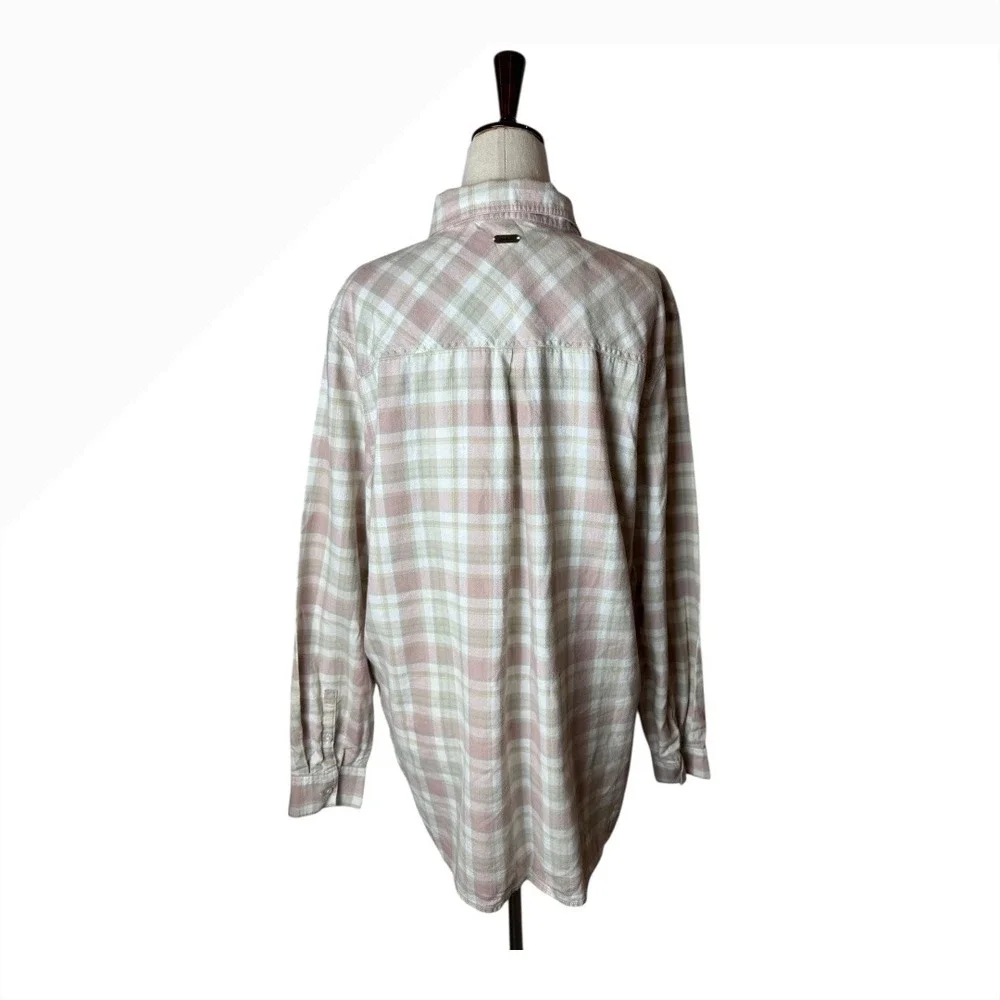Barbour Shirt Women 14‎ Pink Plaid Check Flannel Relaxed Fit Newbury Button Down